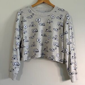 American Eagle Outfitters Light Grey Snoopy Long Sleeve Pajama Top Size Small